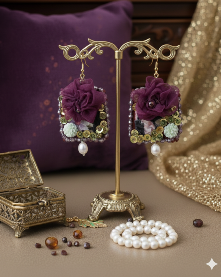 Šité dizajnové náušnice "Jesenná blaženosť"